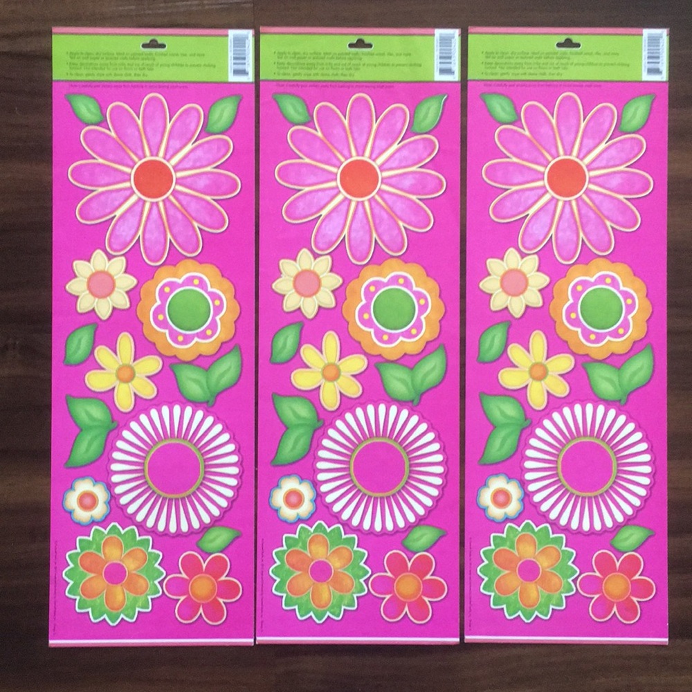 Retro Flower Wall Decals Jumbo Precut Removable Stickers Floral Bedroom Playroom